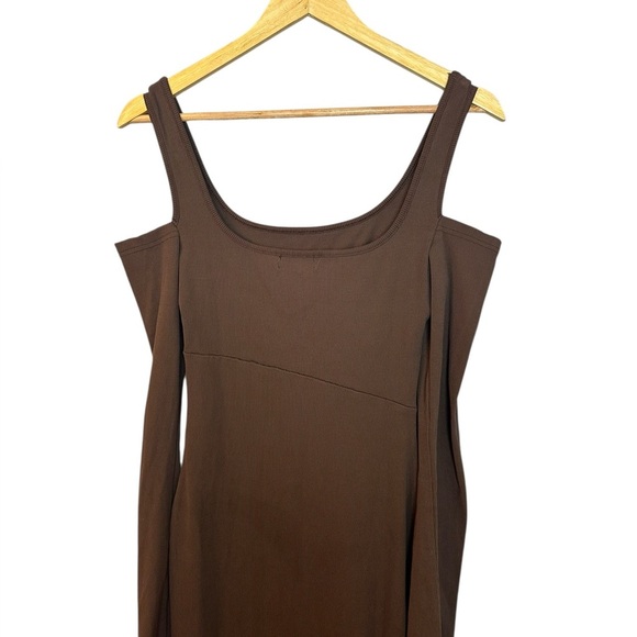 Bumpsuit The Sculpting Rib Long Sleeve Cut-Out Brown Maxi Dress M - Picture 10 of 12
